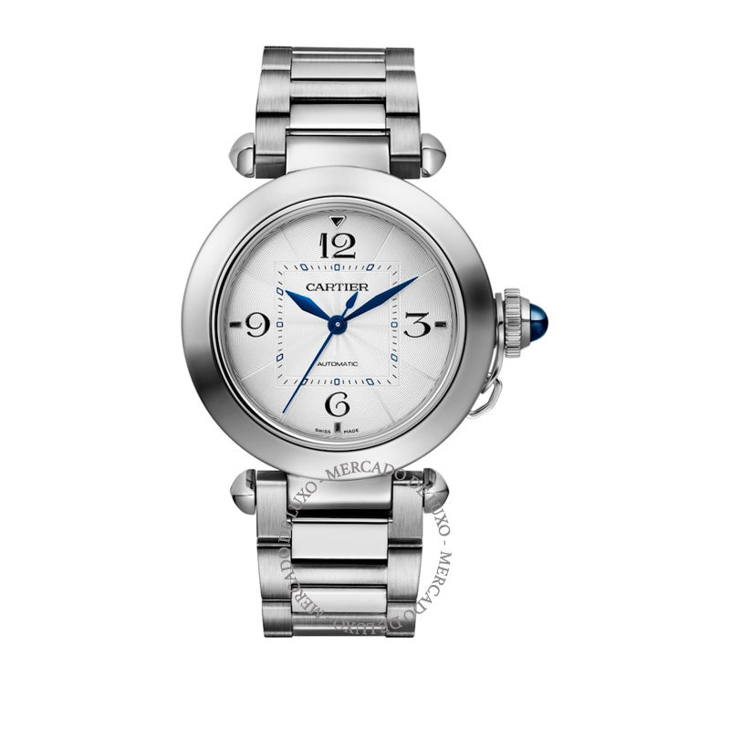 Relógio Pasha de Cartier em Aço Inoxidável 35 mm - Mercado de Luxo - O Maior E-Commerce de Bens, Produtos e Serviços de Luxo do Brasil.
