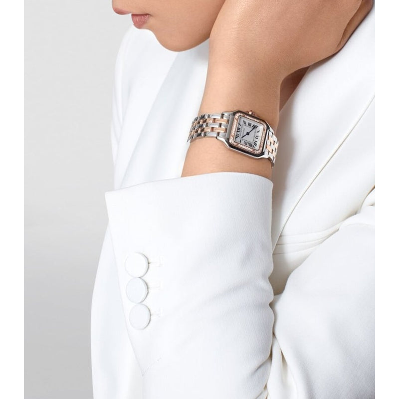 Relógio Panthère de Cartier Médio em Ouro Rosé Aço Inoxidável e Diamantes 37 mm - Mercado de Luxo - O Maior E-Commerce de Bens, Produtos e Serviços de Luxo do Brasil.