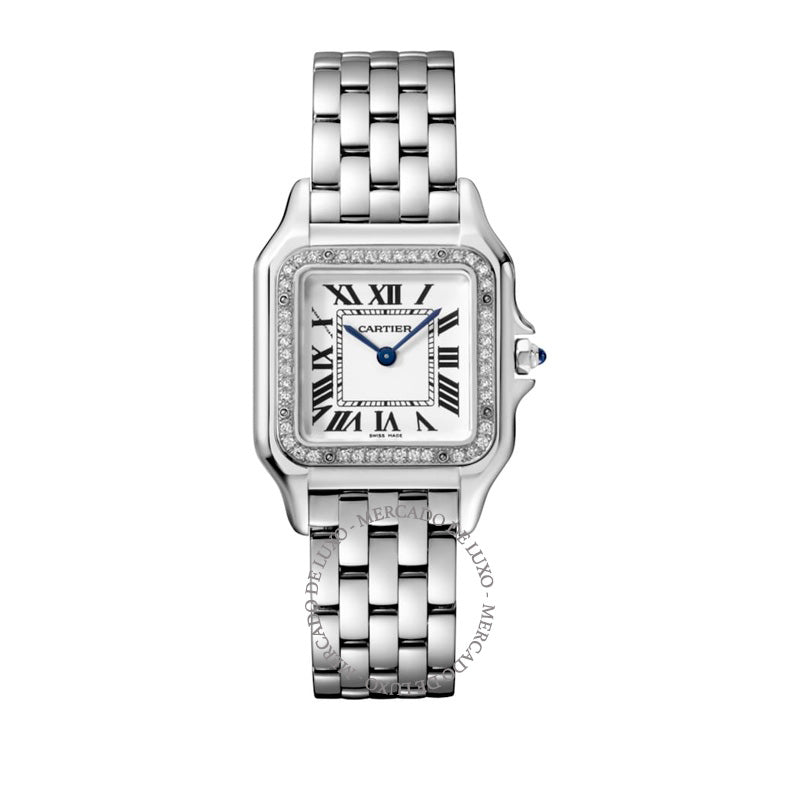 Relógio Panthère de Cartier Mini em Aço Inoxidável e Diamantes 37 mm - Mercado de Luxo - O Maior E-Commerce de Bens, Produtos e Serviços de Luxo do Brasil.