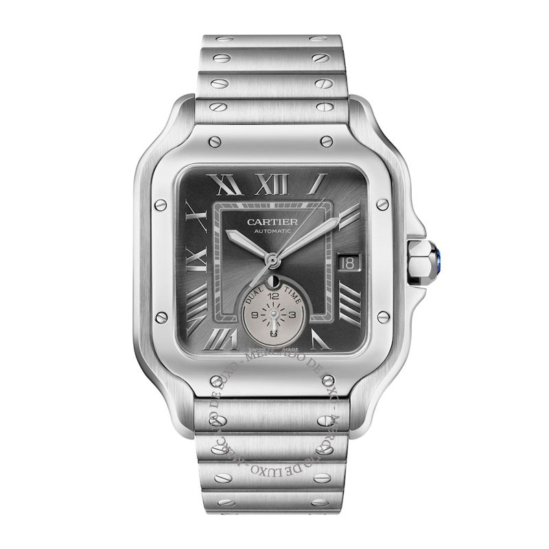 Relógio Santos de Cartier Dual Time banhado a Ródio 402 mm - Mercado de Luxo - O Maior E-Commerce de Bens, Produtos e Serviços de Luxo do Brasil.