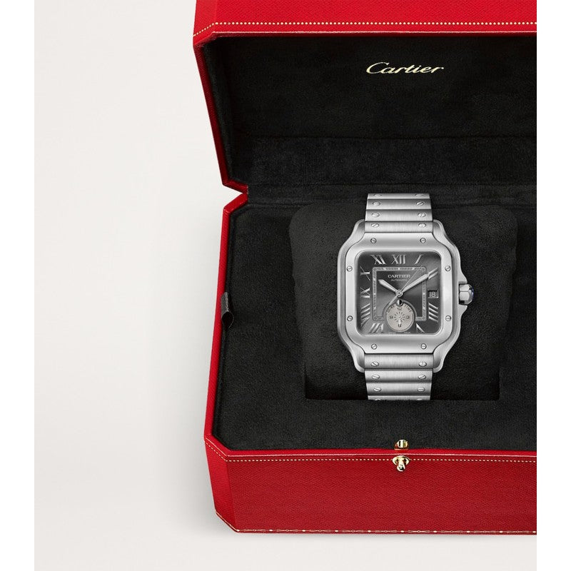 Relógio Santos de Cartier Dual Time banhado a Ródio 402 mm - Mercado de Luxo - O Maior E-Commerce de Bens, Produtos e Serviços de Luxo do Brasil.