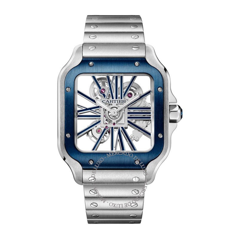 Relógio Santos de Cartier Skeleton Grande em Aço 40 mm - Mercado de Luxo - O Maior E-Commerce de Bens, Produtos e Serviços de Luxo do Brasil.