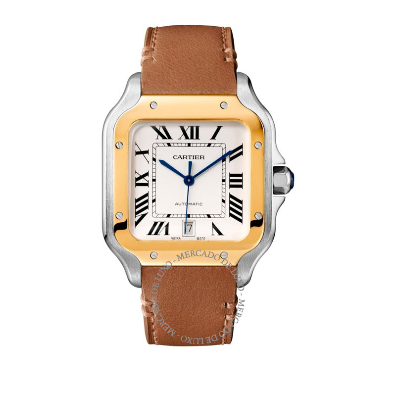 Relógio Santos de Cartier Skeleton em Aço Inoxidável e Ouro Amarelo 40 mm - Mercado de Luxo - O Maior E-Commerce de Bens, Produtos e Serviços de Luxo do Brasil.