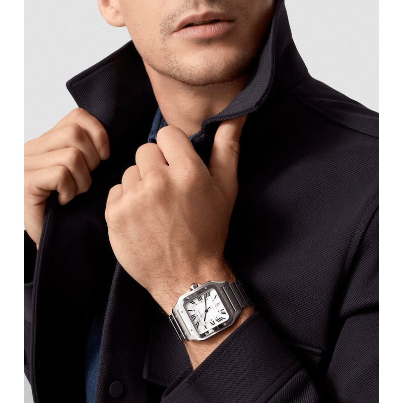 Relógio Santos de Cartier Grande em Aço 40 mm - Mercado de Luxo - O Maior E-Commerce de Bens, Produtos e Serviços de Luxo do Brasil.