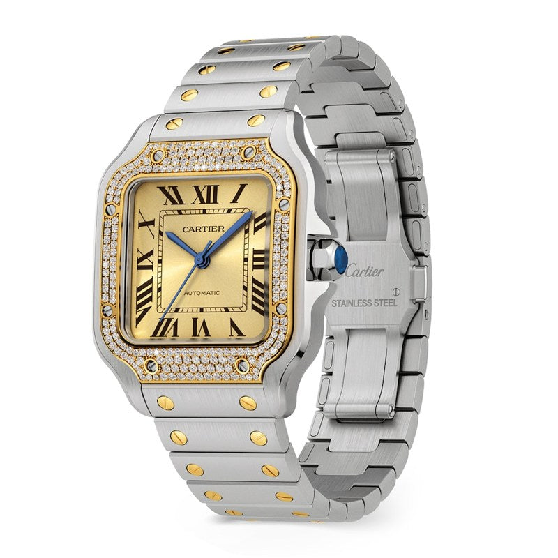 Relógio Santos de Cartier em Aço Inoxidável e Diamante 42 mm - Mercado de Luxo - O Maior E-Commerce de Bens, Produtos e Serviços de Luxo do Brasil.