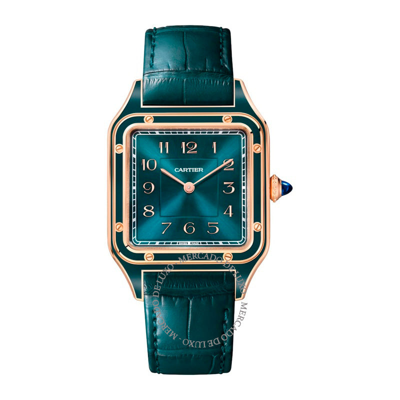 Relógio Santos-Dumont Grande em Ouro Rosé e Safira 43 mm - Mercado de Luxo - O Maior E-Commerce de Bens, Produtos e Serviços de Luxo do Brasil.