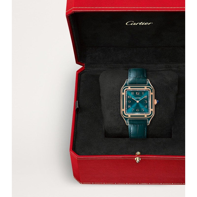 Relógio Santos-Dumont Grande em Ouro Rosé e Safira 43 mm - Mercado de Luxo - O Maior E-Commerce de Bens, Produtos e Serviços de Luxo do Brasil.