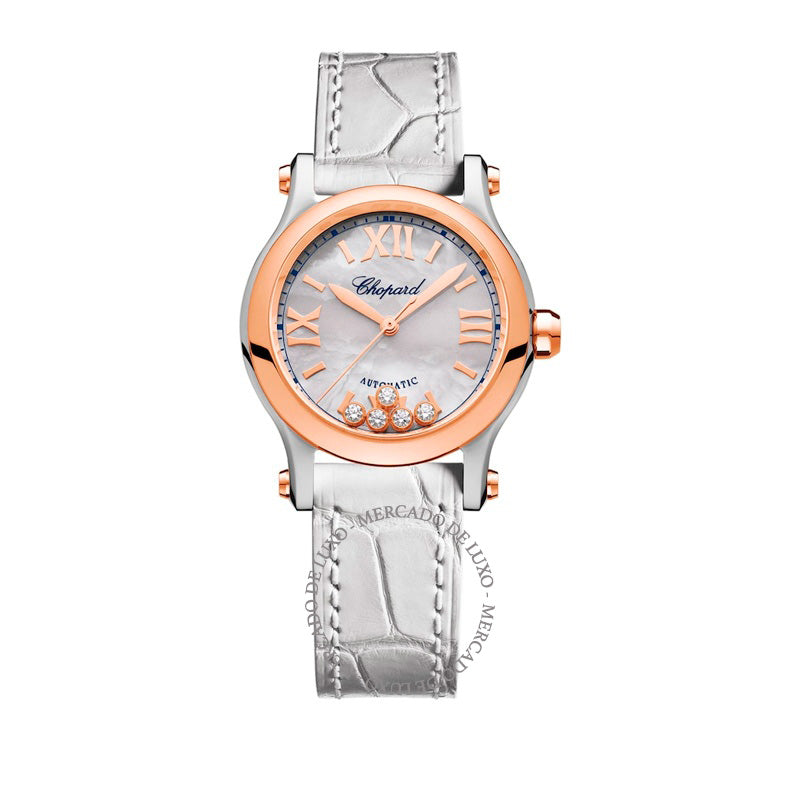 Relógio Happy Sport em Ouro Rosé Aço Inoxidável e Diamante 30 mm - Mercado de Luxo - O Maior E-Commerce de Bens, Produtos e Serviços de Luxo do Brasil.