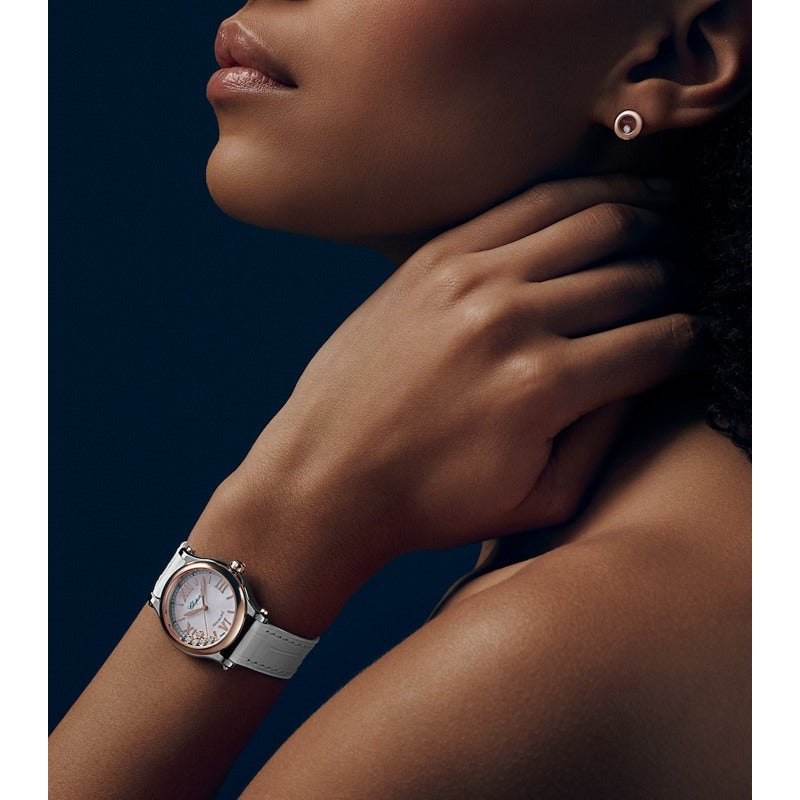 Relógio Happy Sport em Ouro Rosé Aço Inoxidável e Diamante 30 mm - Mercado de Luxo - O Maior E-Commerce de Bens, Produtos e Serviços de Luxo do Brasil.