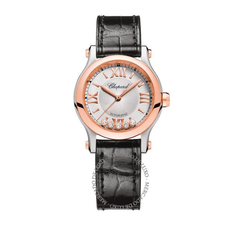 Relógio Happy Sport Automático em Ouro Rosé Aço Inoxidável e Diamante 30 mm - Mercado de Luxo - O Maior E-Commerce de Bens, Produtos e Serviços de Luxo do Brasil.