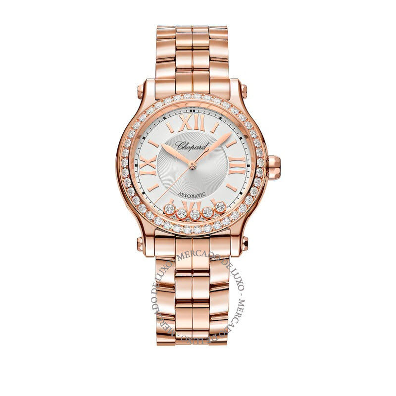 Relógio Happy Sport Automático em Ouro Rosé e Diamantes 33 mm - Mercado de Luxo - O Maior E-Commerce de Bens, Produtos e Serviços de Luxo do Brasil.