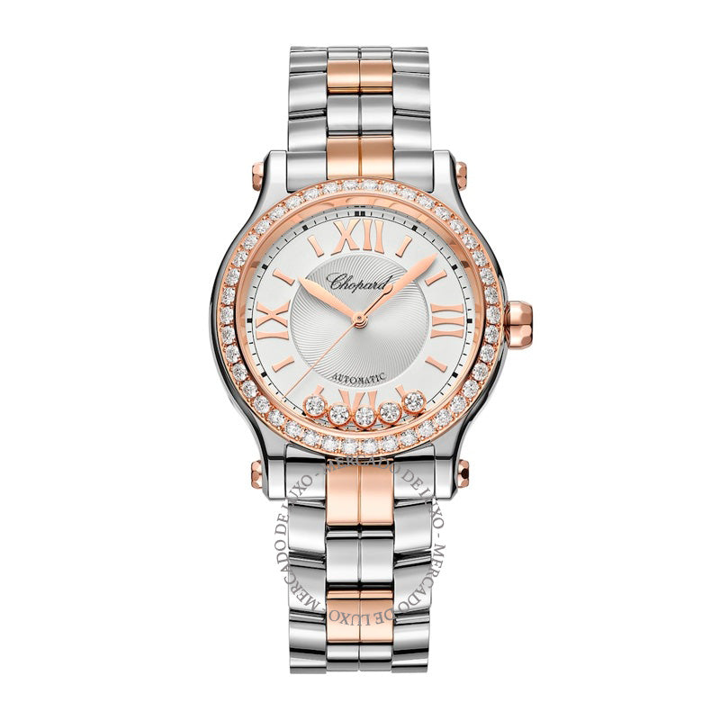 Relógio Happy Sport Automático em Ouro Rosé Aço Inoxidável e Diamante 33 mm - Mercado de Luxo - O Maior E-Commerce de Bens, Produtos e Serviços de Luxo do Brasil.