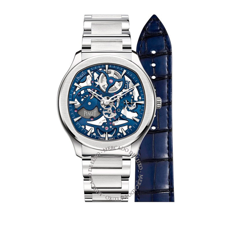 Relógio Polo Skeleton em Aço Inoxidável Azul 42 mm - Mercado de Luxo - O Maior E-Commerce de Bens, Produtos e Serviços de Luxo do Brasil.