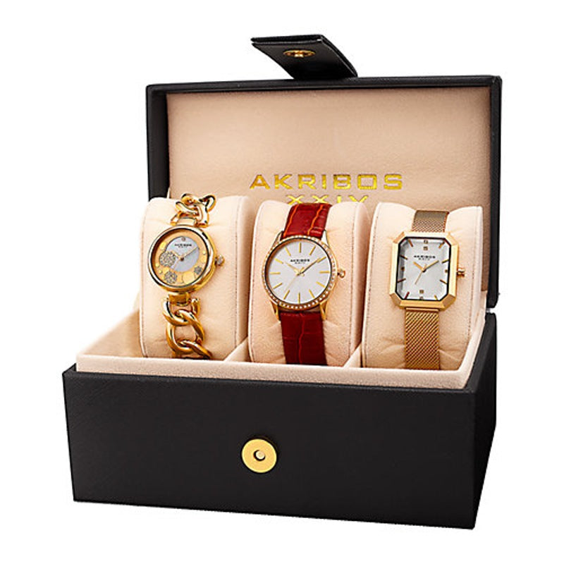 Relógio Conjunto com 3 unidades com Crystals - Mercado de Luxo - O Maior E-Commerce de Bens, Produtos e Serviços de Luxo do Brasil.