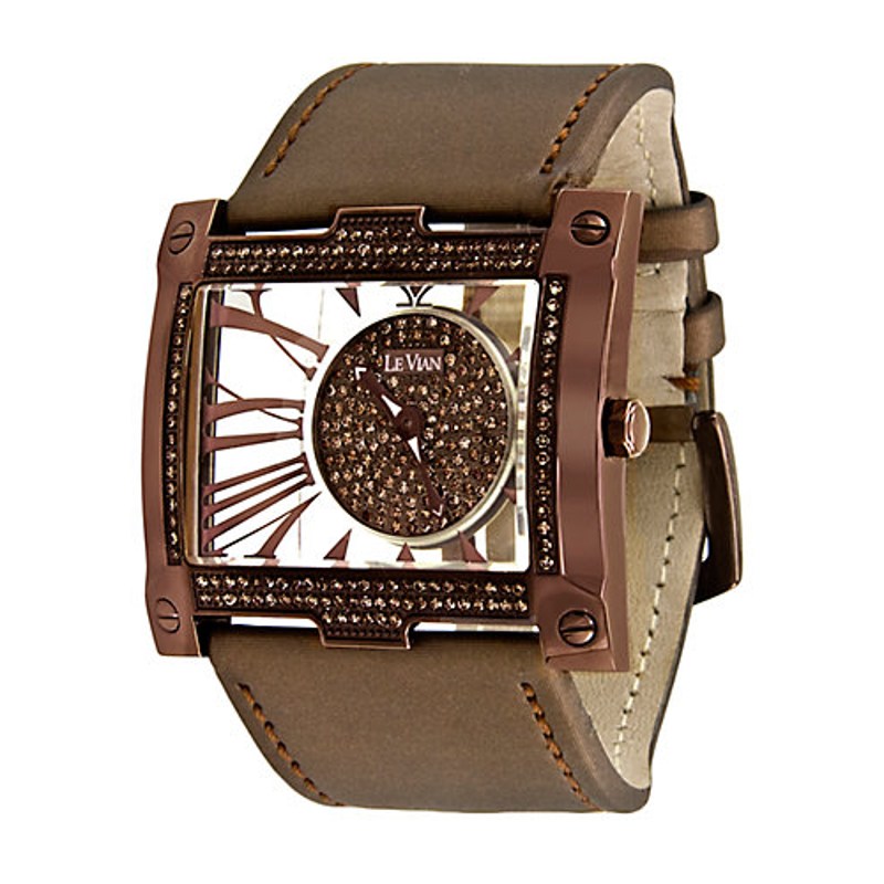 Relógio Time Leather Chocolate Crystal - Mercado de Luxo - O Maior E-Commerce de Bens, Produtos e Serviços de Luxo do Brasil.