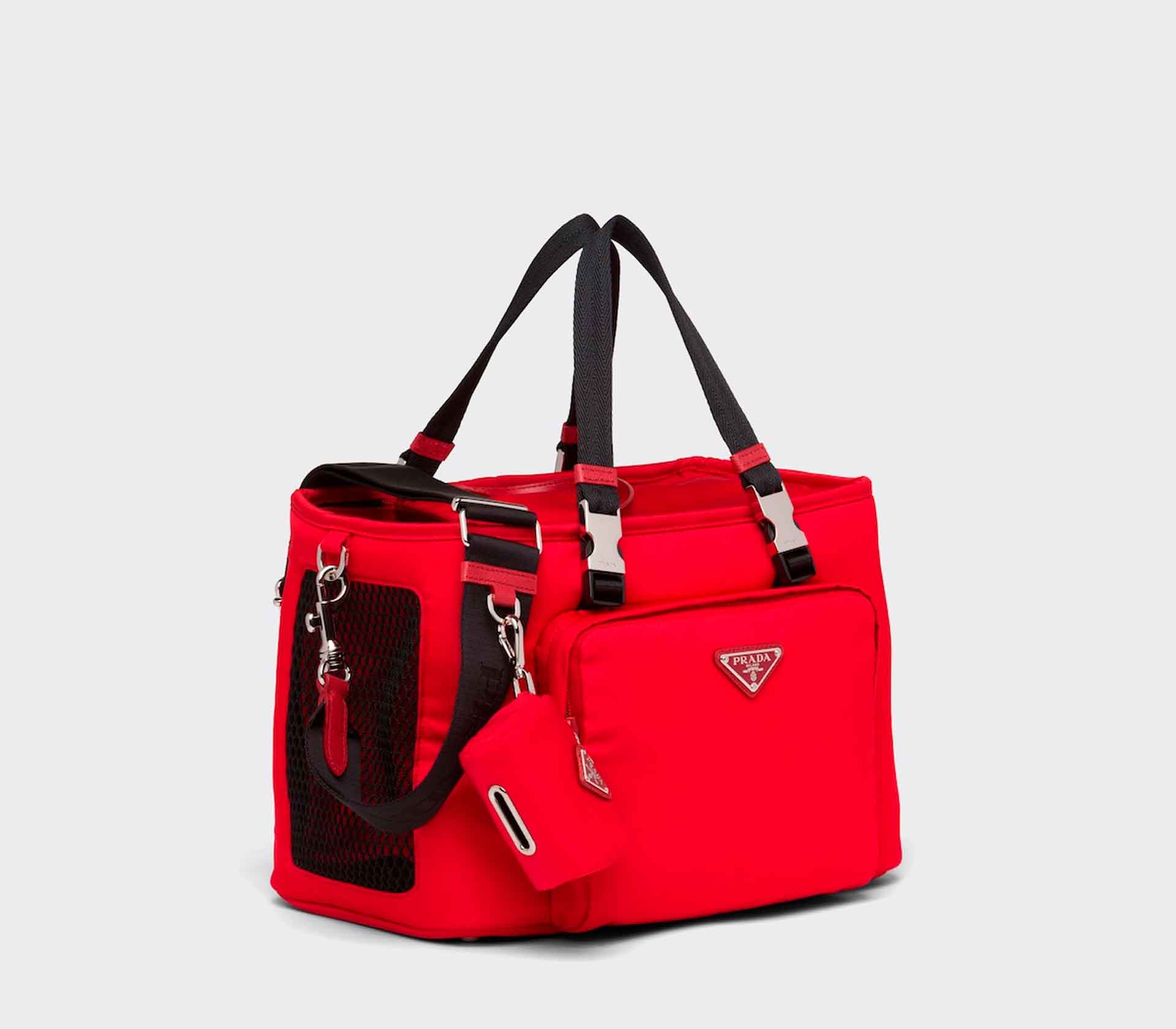 Bolsa de Passeio em Couro Re-Nylon e Saffiano - Vermelho