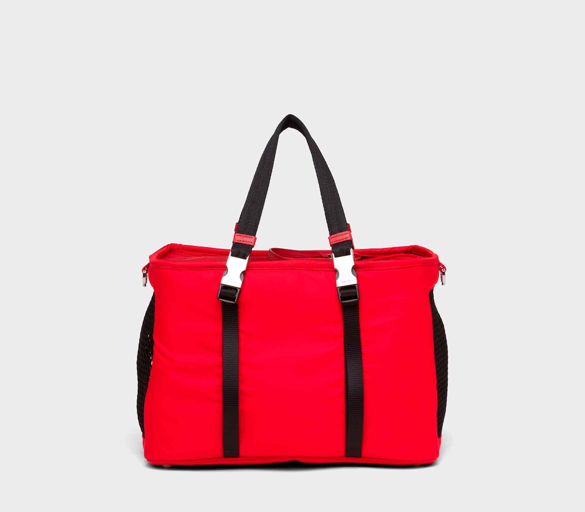 Bolsa de Passeio em Couro Re-Nylon e Saffiano - Vermelho