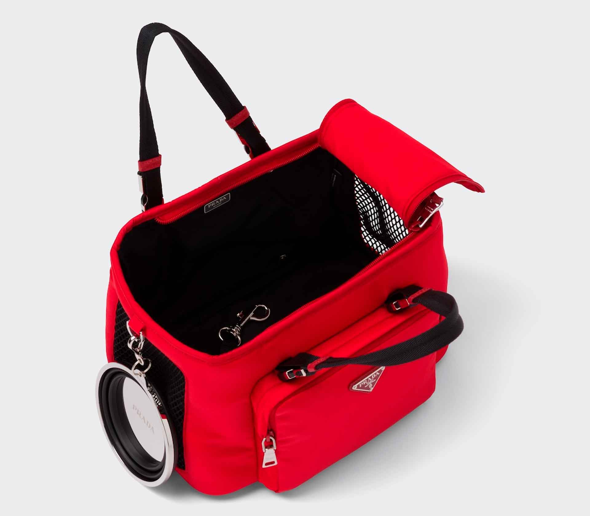 Bolsa de Passeio em Couro Re-Nylon e Saffiano - Vermelho