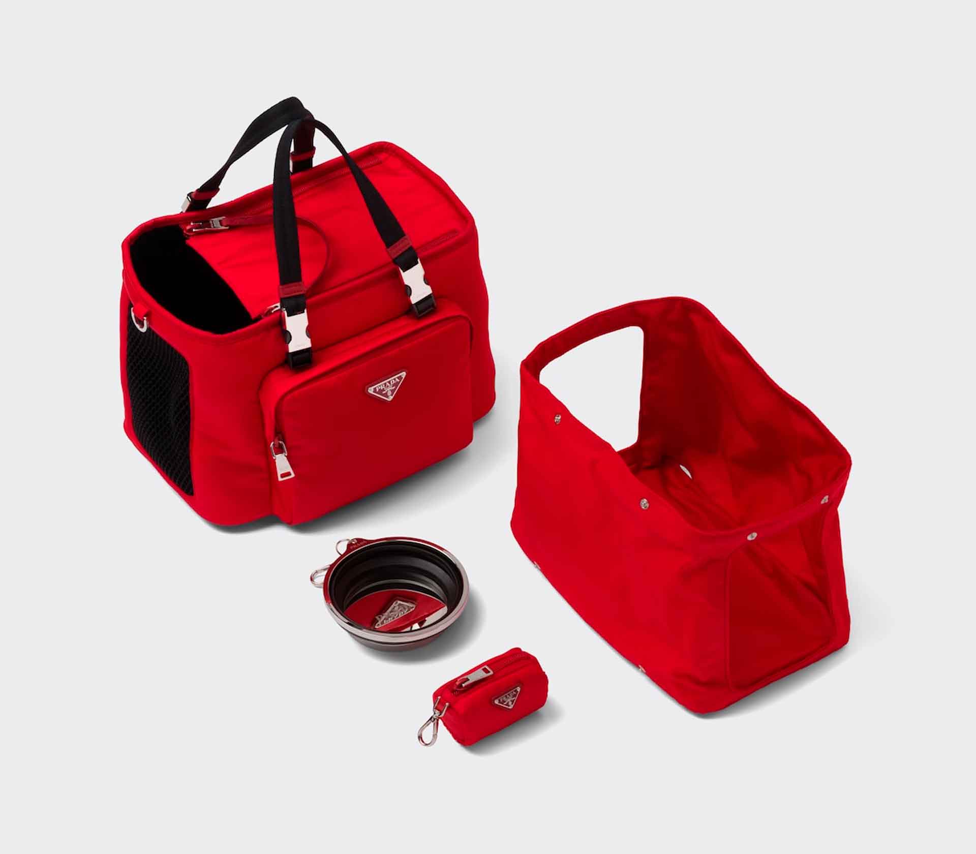 Bolsa de Passeio em Couro Re-Nylon e Saffiano - Vermelho