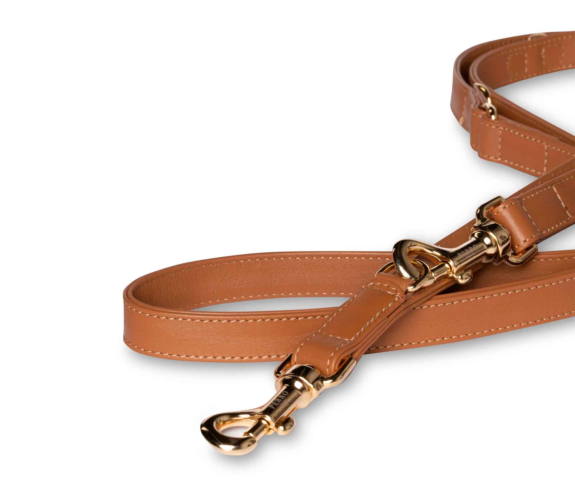 Guia de Coleira para Pet Dupla Harness Caramelo